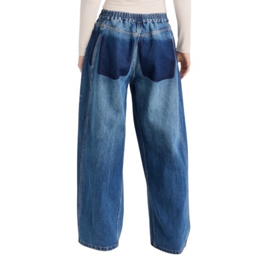 Sea New York Embellished Wide Leg Baggy Jeans Blue Medium Wash Women Size 10 - Picture 2 of 14